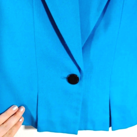 Vintage Sasson Blazer Jacket Aqua Blue Paris New York City Turquoise 80s - Picture 8 of 16